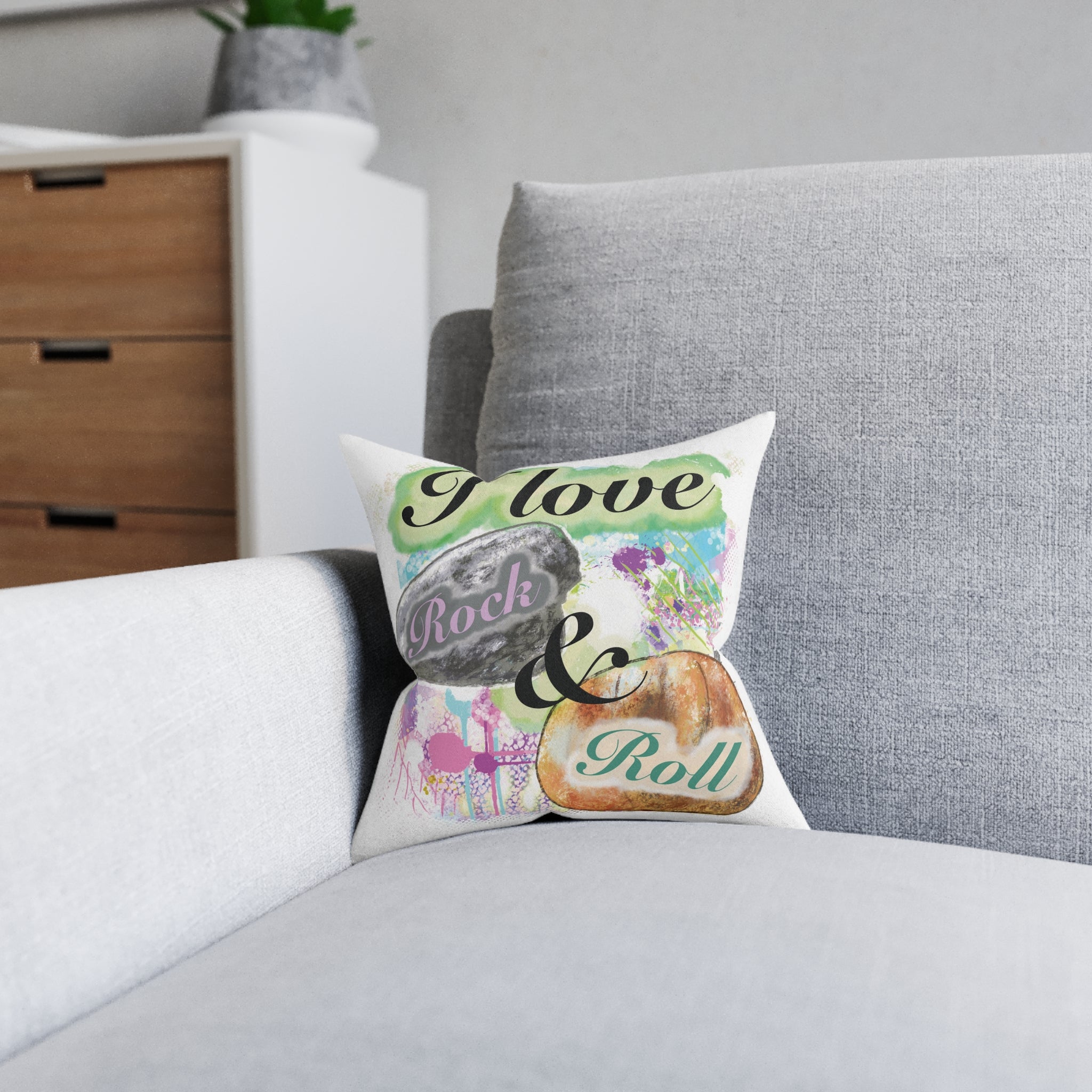 'I Love Rock & Roll' Square Cushion
