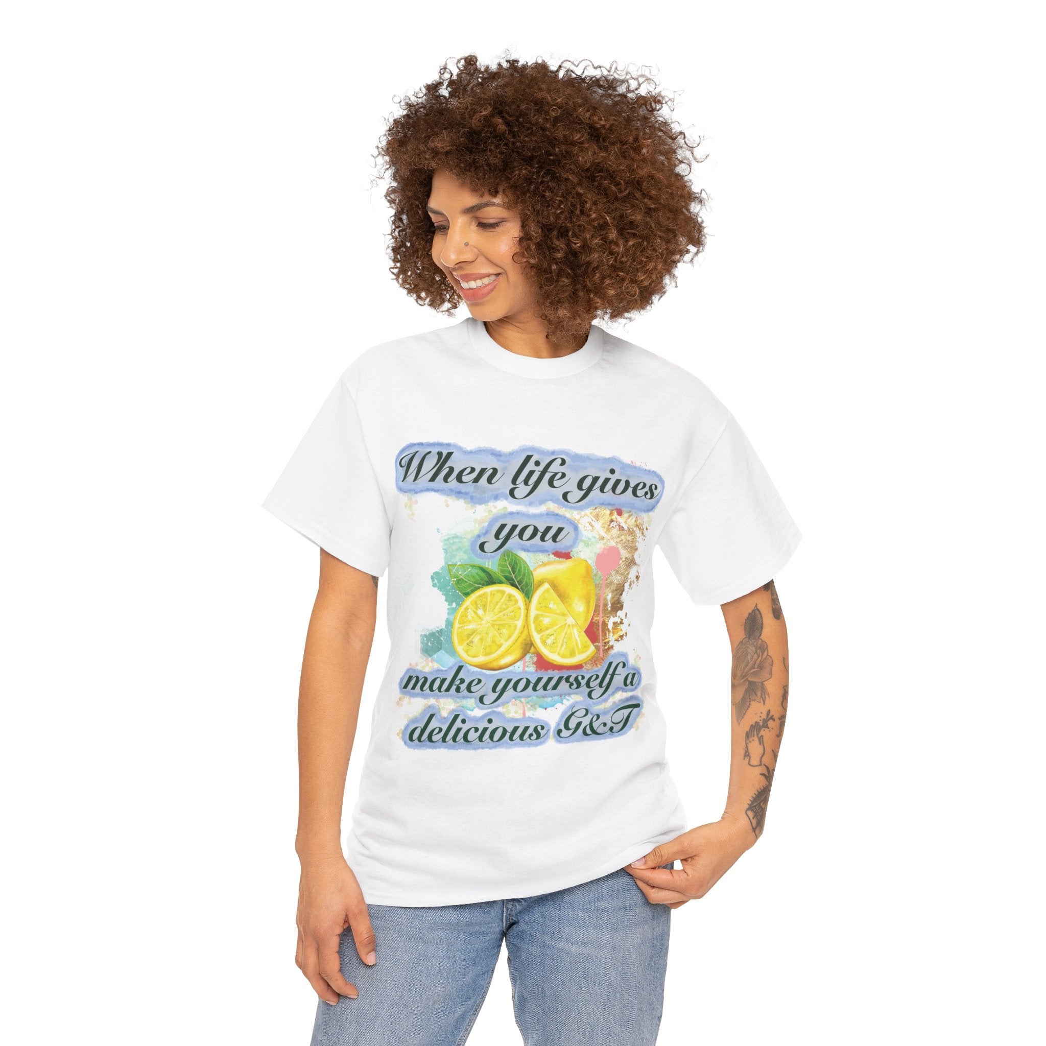 ‘When life gives you lemons, make yourself a Delicious G and T’-Lemon Graphic Tee