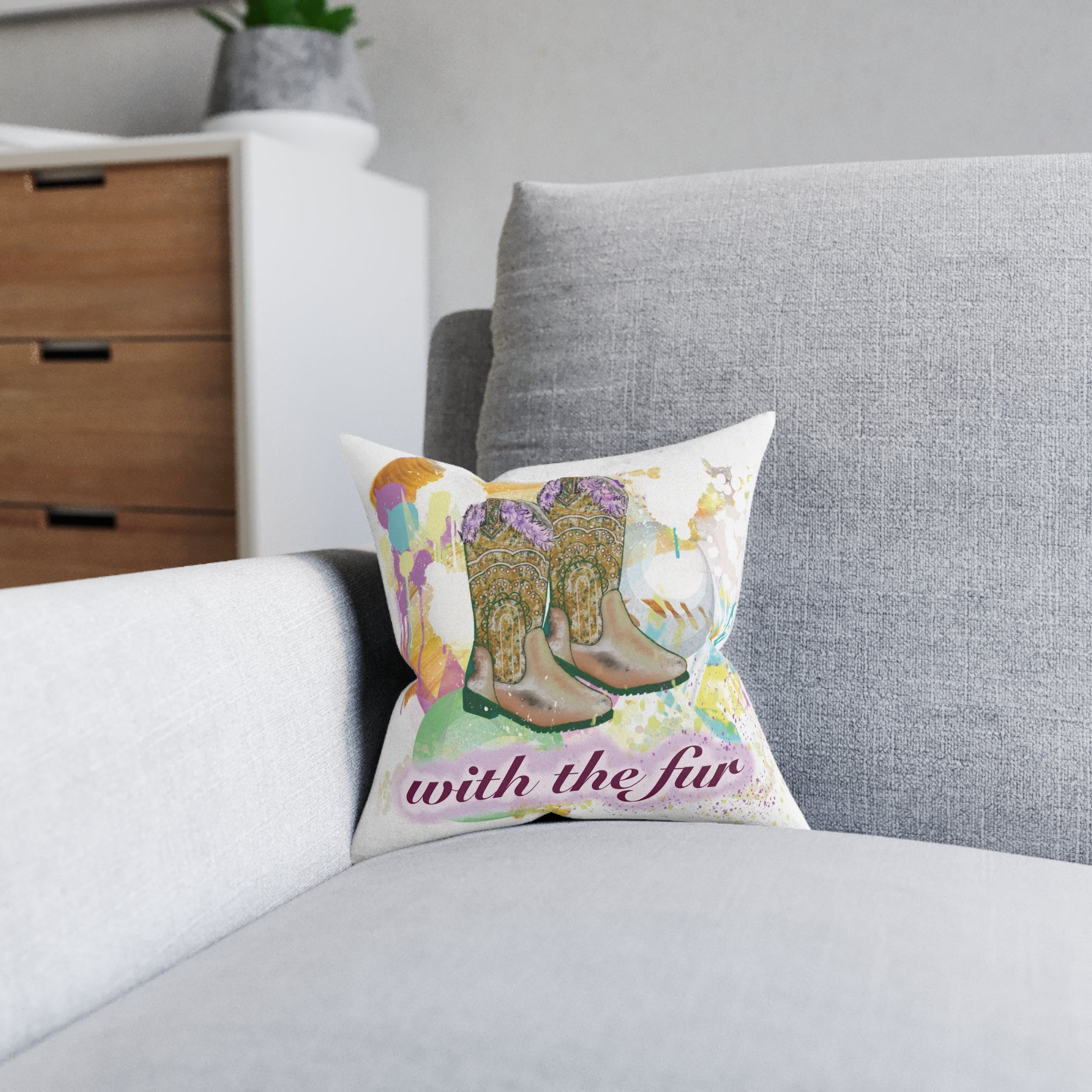 Boots 'with the fur' Square Cushion