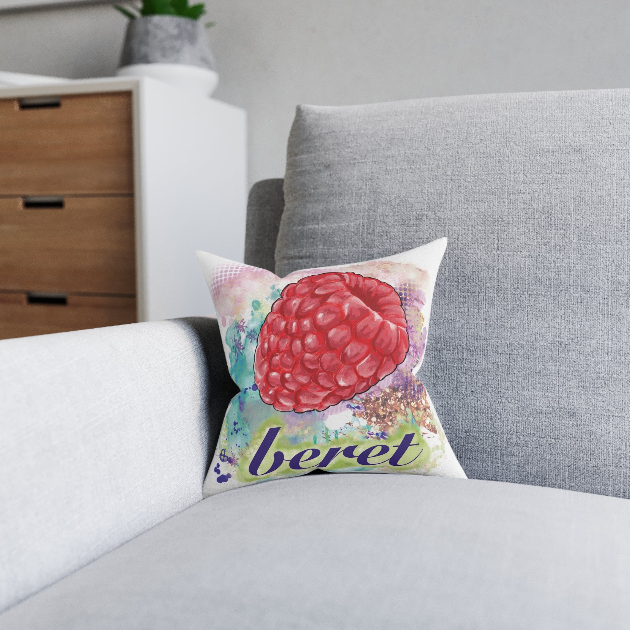 ‘Raspberry Beret’ Square Cushion